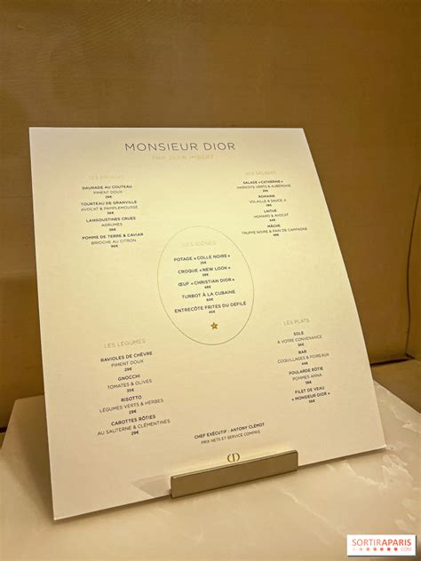 le café dior|Dior cafe menu.